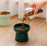 KUTKUT Ceramic Cat Food Or Water Bowl, 2 Pcs Raised Cat Feeder Dishes with Stand, Elevated Pet Food Bowl for Cats and Small Dogs, Stress Free Backflow Prevention & Reduce Neck Burden - kutkut
